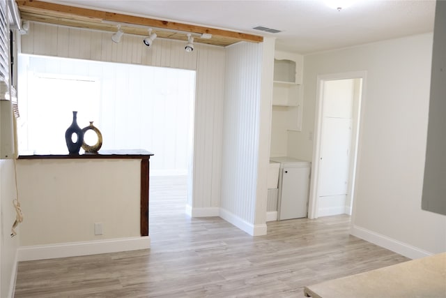 interior space with light hardwood / wood-style flooring