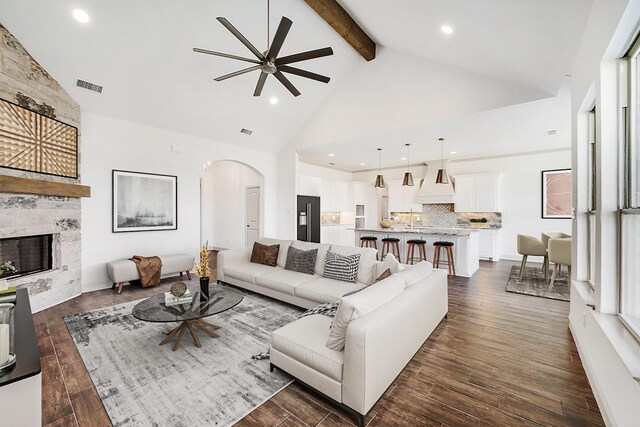 unfurnished bedroom with dark wood-type flooring, ceiling fan, ornamental molding, and french doors