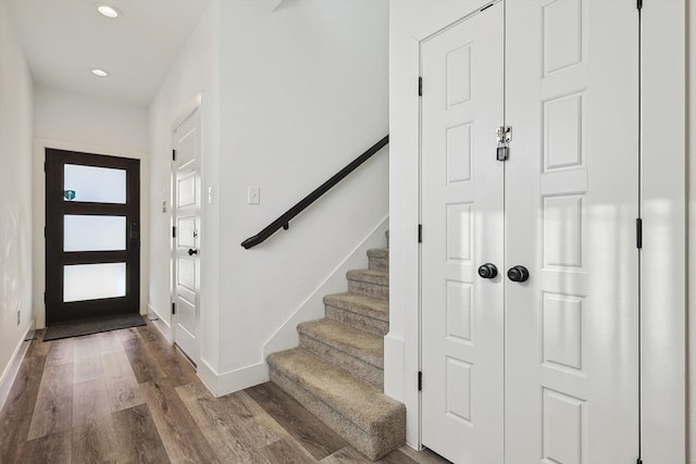 entrance foyer with hardwood / wood-style flooring