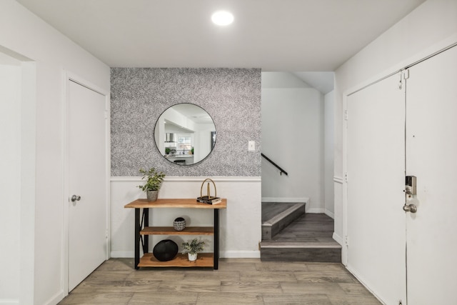 interior space with hardwood / wood-style flooring