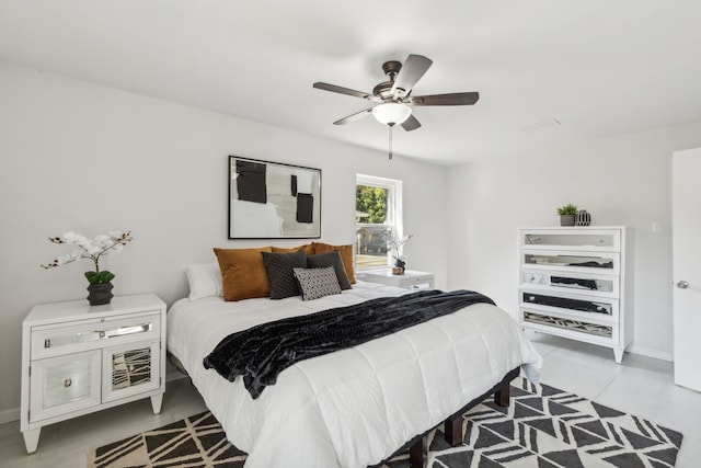 bedroom featuring ceiling fan