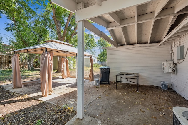 view of patio featuring a gazebo