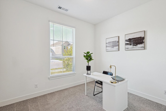 view of carpeted office space