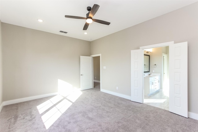 1526 Teresa Ann Ln, Allen, TX 75013 - unfurnished bedroom with baseboards, light colored carpet, a sink, and visible vents