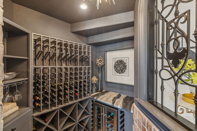 wine cellar featuring beverage cooler