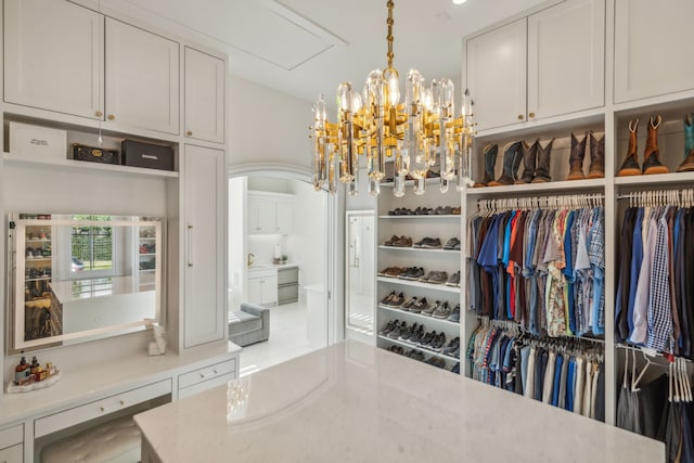 view of walk in closet