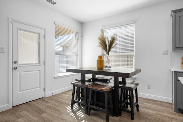 dining area featuring light hardwood / wood-style flooring