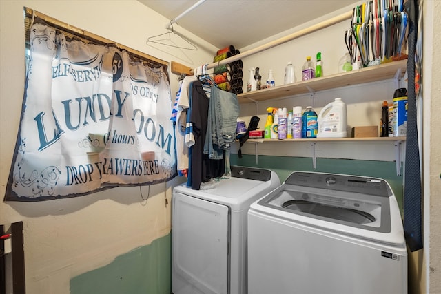 washroom with independent washer and dryer