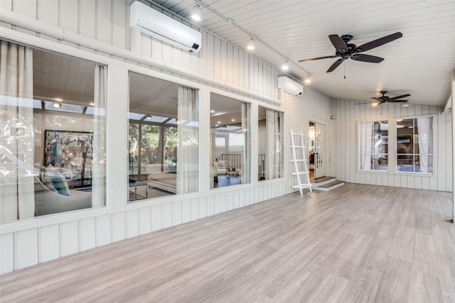 15211 Meandering Way, Dallas, TX 75248 - exterior space with track lighting, a ceiling fan, and a wall unit AC