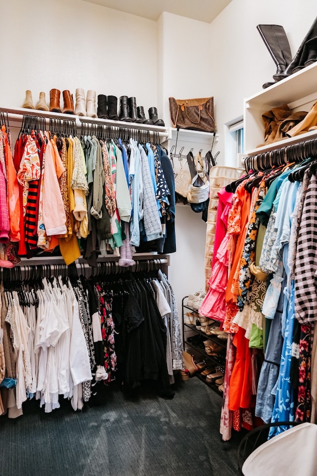 spacious closet with carpet floors