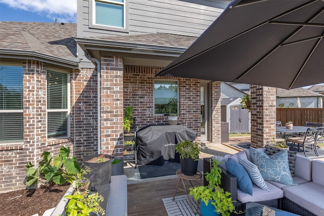 view of patio / terrace with an outdoor hangout area and area for grilling