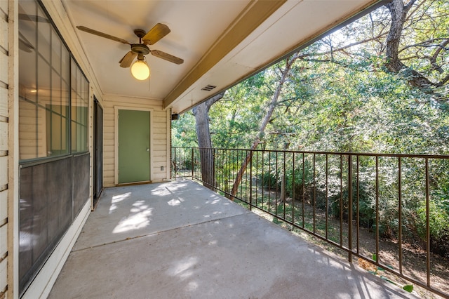 view of patio / terrace featuring ceiling fan