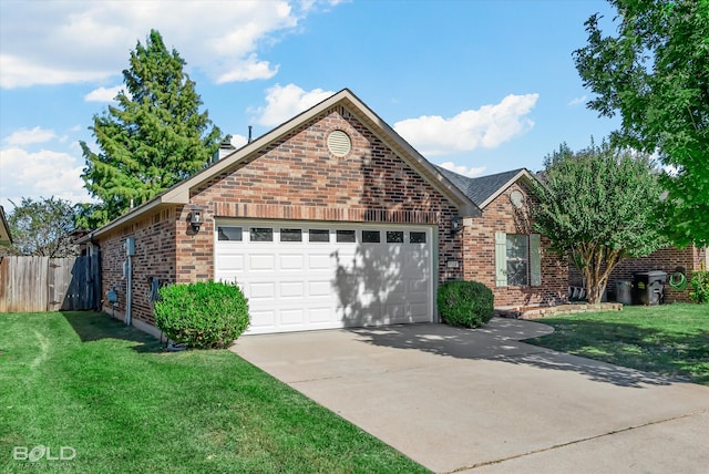 front of property with a front lawn and a garage