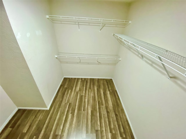 walk in closet featuring dark hardwood / wood-style floors