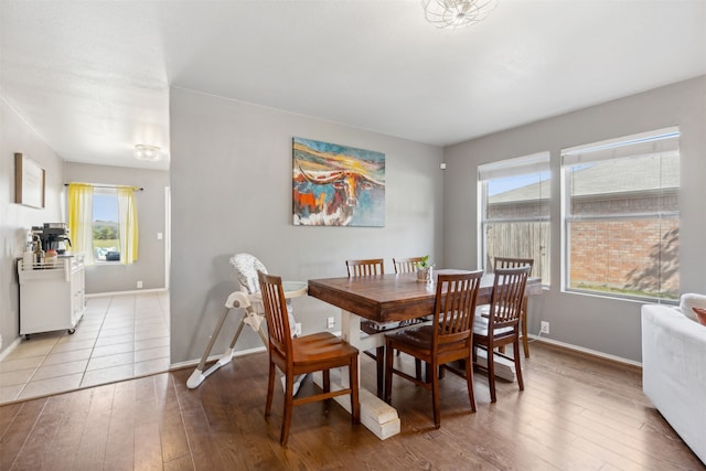 dining space featuring light hardwood / wood-style flooring