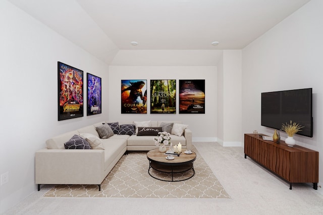 living room featuring light colored carpet