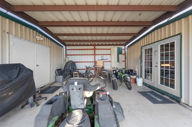 garage featuring french doors