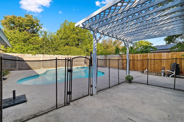 view of swimming pool with a pergola and a patio area