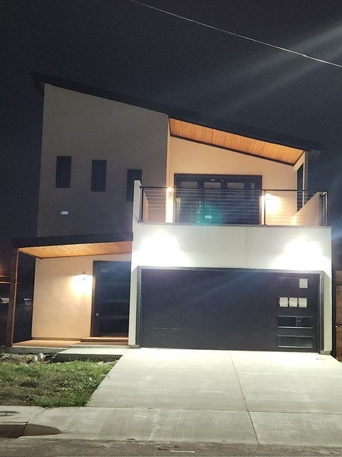 contemporary house with a balcony