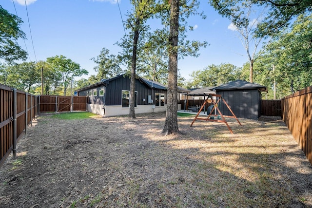 view of yard with a playground