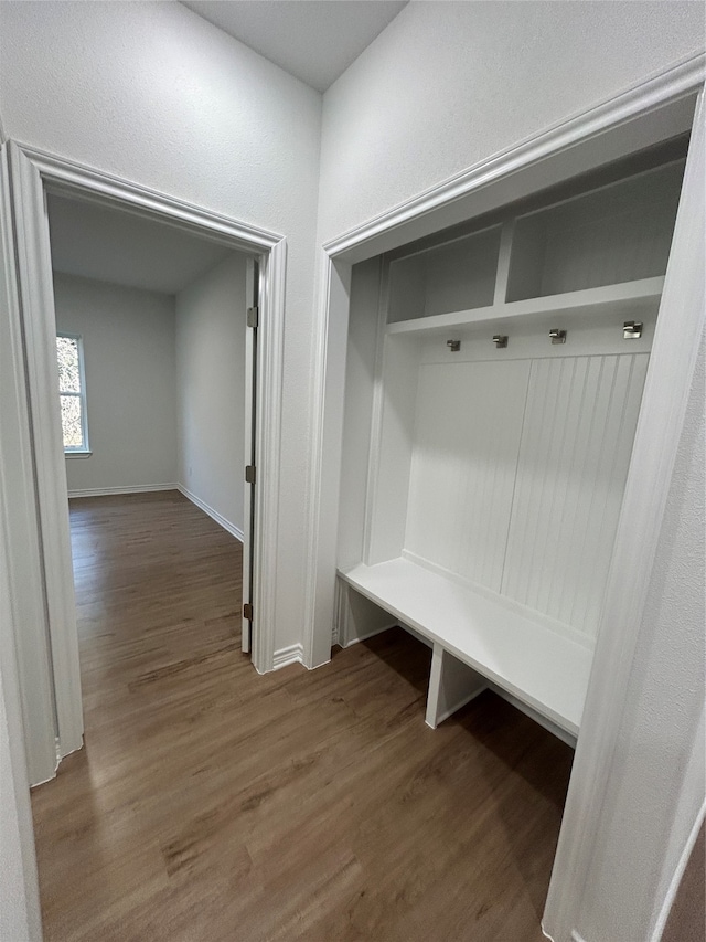 mudroom featuring dark hardwood / wood-style floors