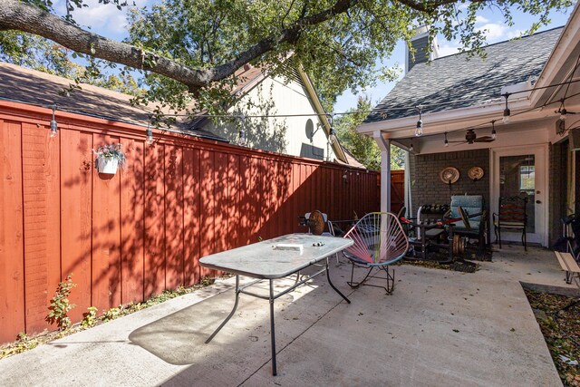 view of patio / terrace with ceiling fan