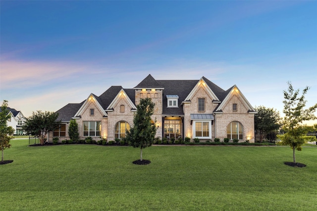 5405 Middleton Dr, Parker, TX 75002 - french provincial home featuring a lawn, brick siding, and a standing seam roof