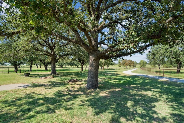 view of property's community with a yard and a rural view