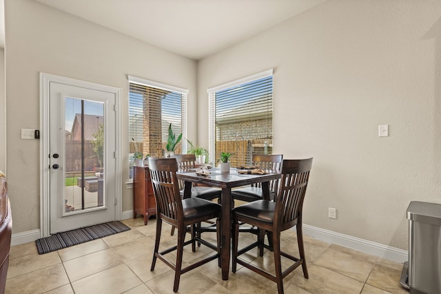 view of tiled dining room