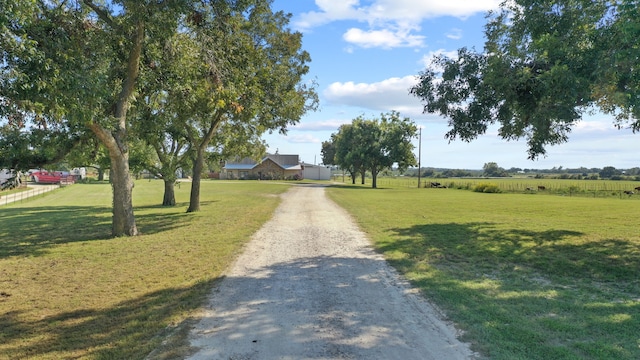 view of road with a rural view