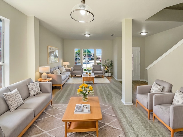 living room featuring carpet flooring