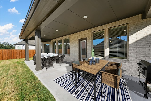 view of patio featuring outdoor lounge area