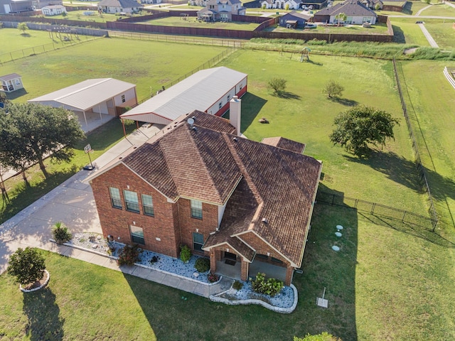 aerial view with a rural view