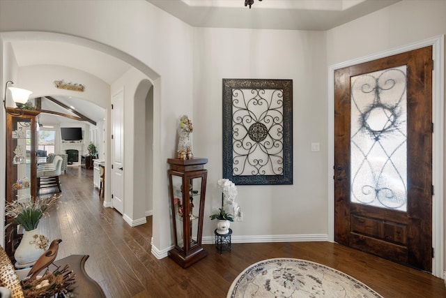 entryway featuring dark hardwood / wood-style floors