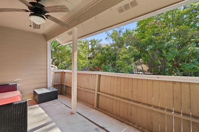 view of patio with ceiling fan