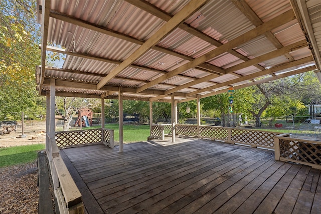 deck featuring a yard