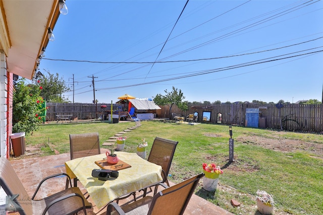 view of yard featuring a playground