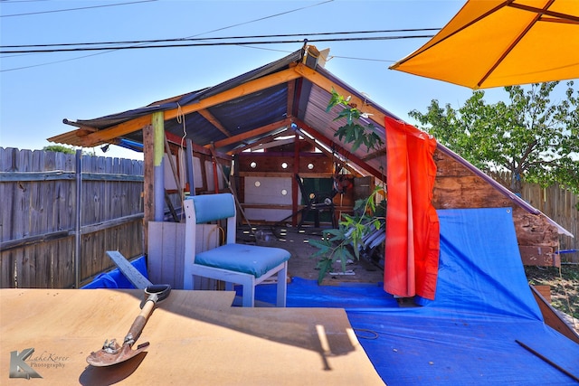 deck with a gazebo and a patio