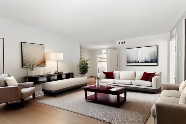 living room with wood-type flooring