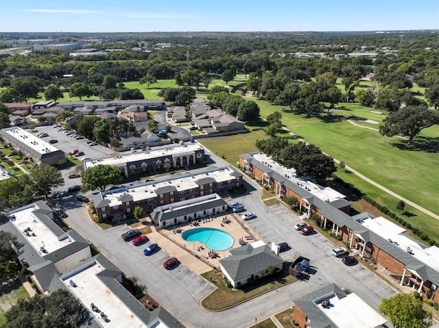 birds eye view of property with golf course view