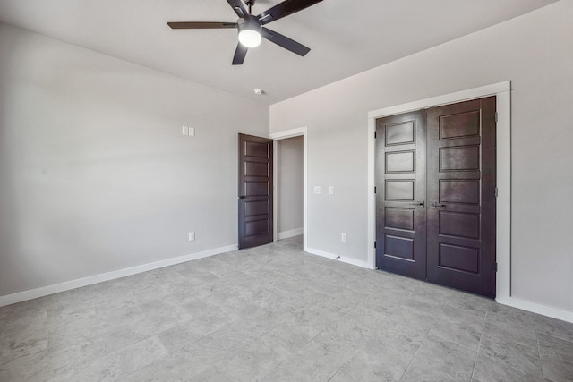 unfurnished bedroom with ceiling fan