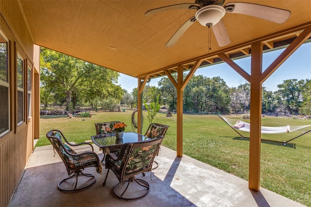 view of patio with ceiling fan