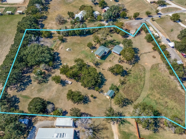 drone / aerial view with a rural view