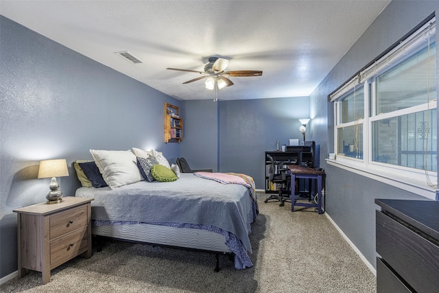 bedroom featuring carpet floors and ceiling fan