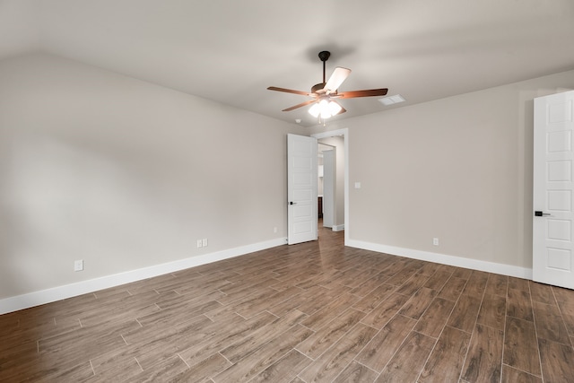 2201 Crystal Palace Blvd, Alvarado, TX 76009 - unfurnished room with wood finished floors, baseboards, ceiling fan, and lofted ceiling