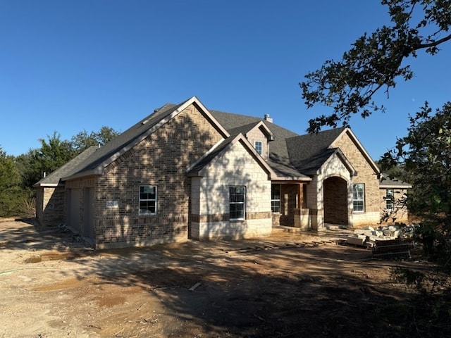 exterior space with a garage