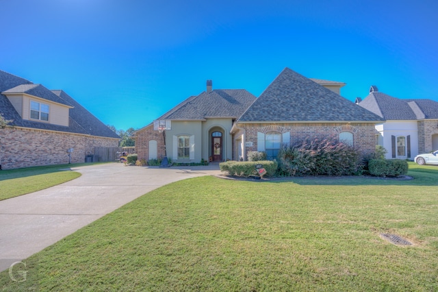 view of front of home featuring a front lawn