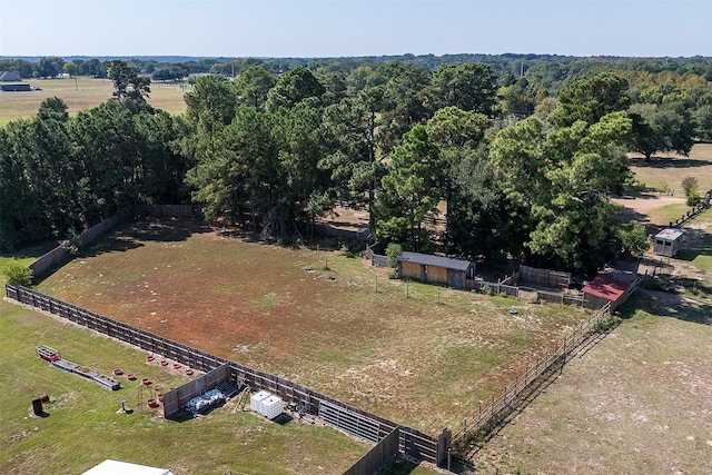 birds eye view of property featuring a rural view