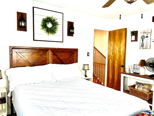 bedroom featuring ceiling fan