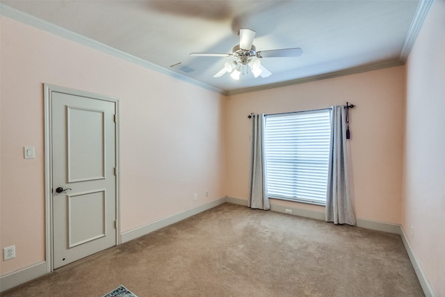 6809 Beckworth Ln, Plano, TX 75024 - carpeted spare room with ornamental molding, a ceiling fan, and baseboards